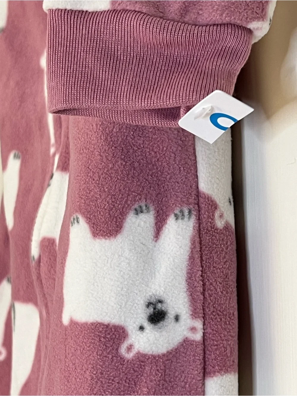 Carter's Dusty Rose Polar Bear Fleece Footed One-Piece NWOT